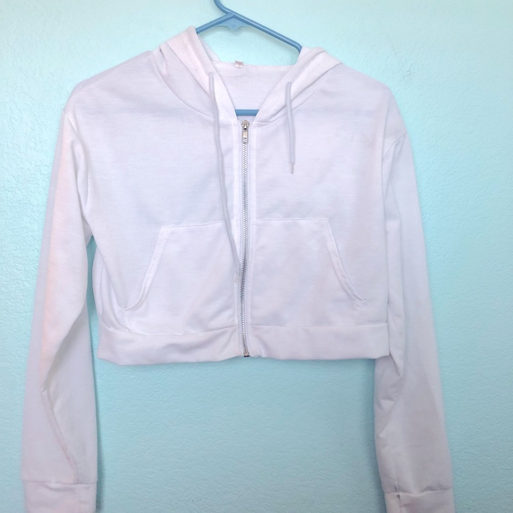Cropped white hoodie